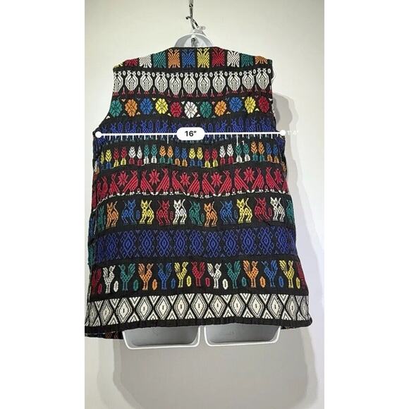 Vintage Pelux Handwoven Guatemalan Indian Boho Blanket vest - Picture 7 of 8